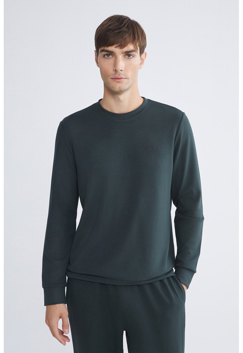 Bluza de trening uni cu decolteu la baza gatului - Gri inchis