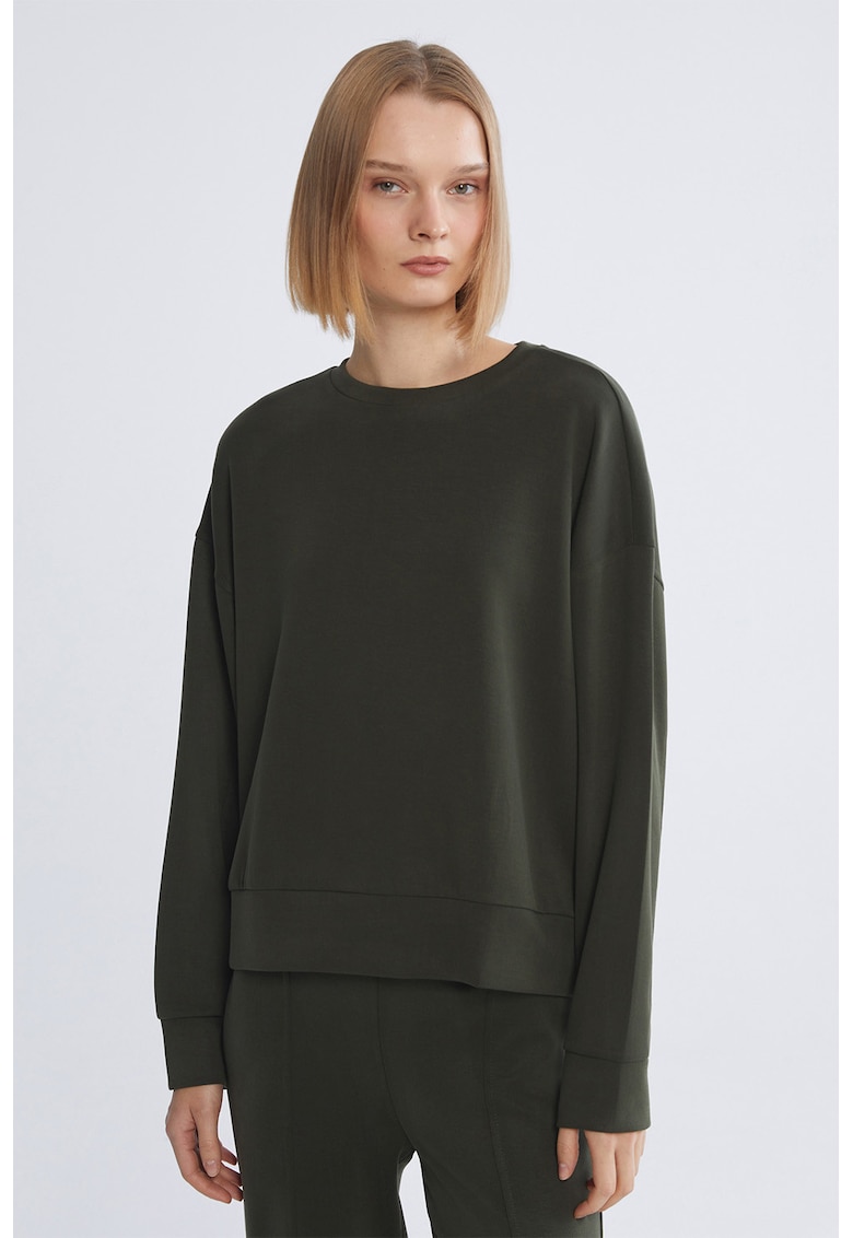 Bluza lejera cu decolteu rotund - Kaki