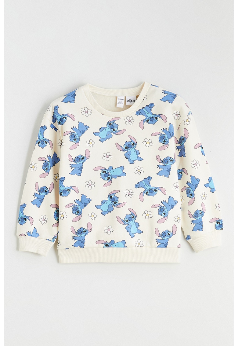 Bluza cu model Stitch - Albastru/Alb murdar