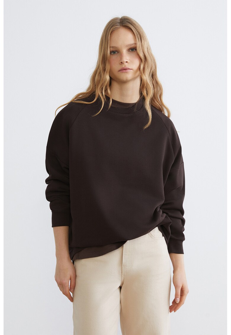 Bluza lejera uni de trening cu maneci raglan - Maro inchis
