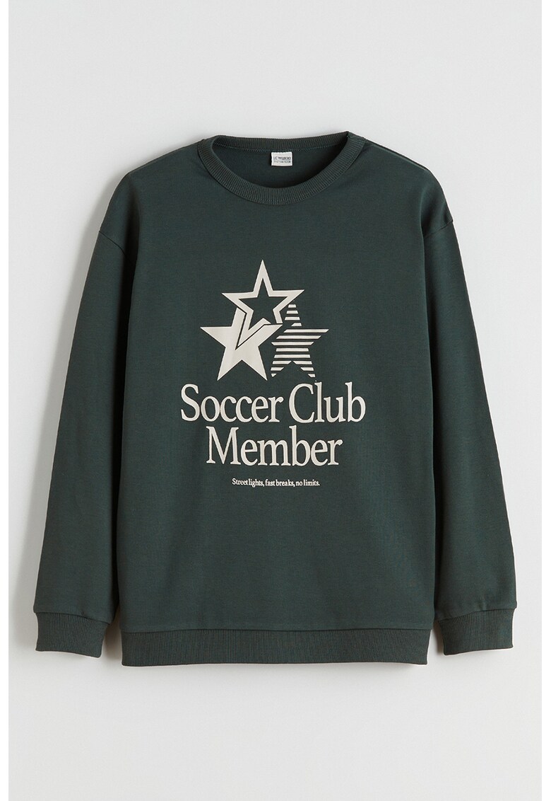 Bluza de trening cu croiala regular-fit si design grafic - Verde inchis