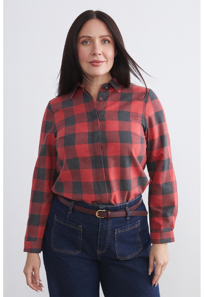 Camasa regular-fit cu model in carouri - Rosu/Negru stins
