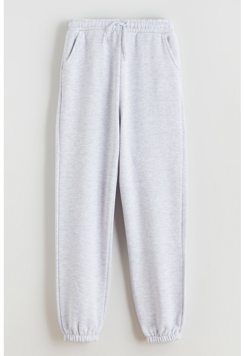 Pantaloni de trening cu croiala relaxed-fit si talie ajustabila - Gri deschis melange