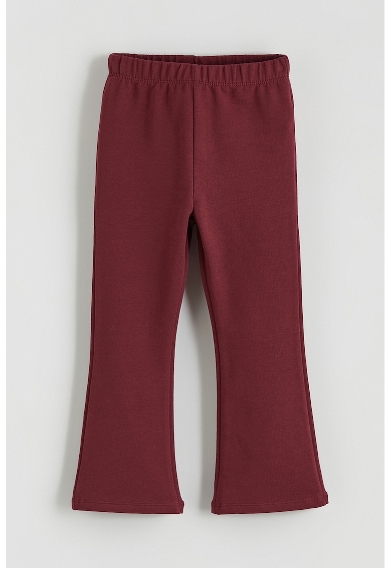 Pantaloni de trening din amestec de bumbac cu croiala evazata - Visiniu