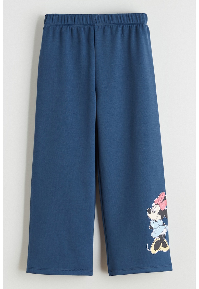 Pantaloni de trening cu croiala ampla si imprimeu Minnie Mouse - Albastru