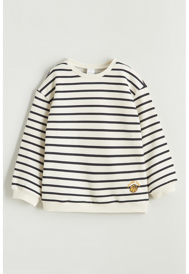 Bluza de trening din bumbac cu dungi - Negru/Crem