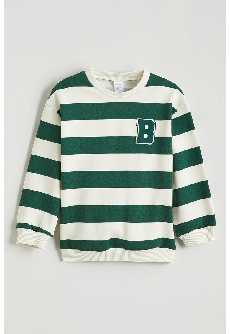 Bluza de trening din bumbac cu dungi - Alb/Verde