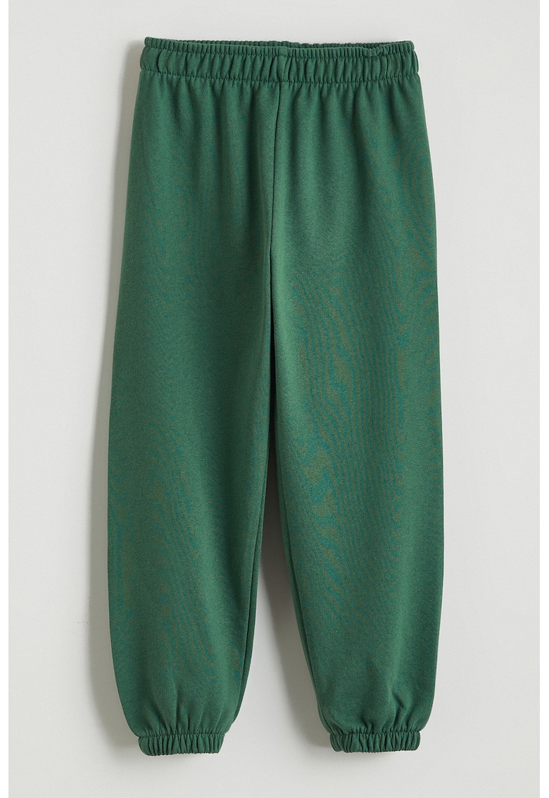 Pantaloni de trening din bumbac cu model uni - Verde inchis