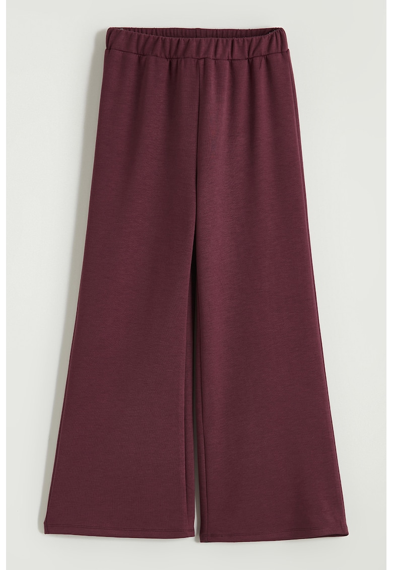 Pantaloni cu croiala ampla si talie elastica - Rosu inchis