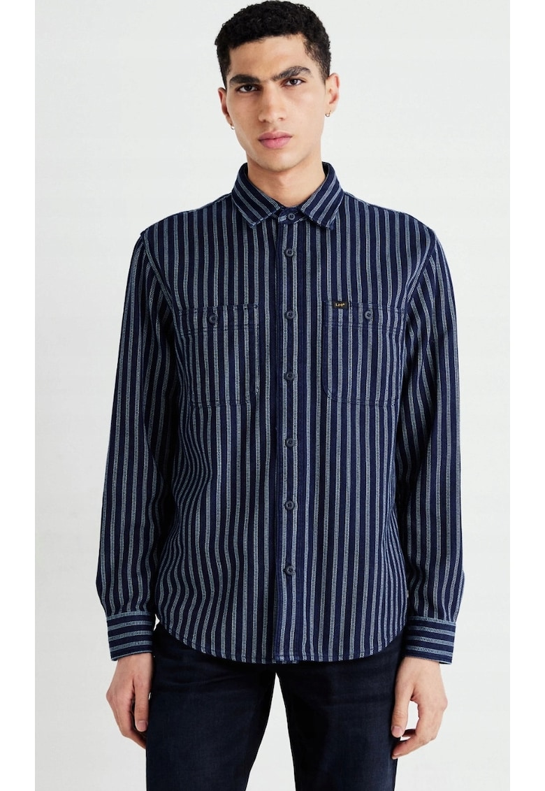 Camasa barbati - Worker Shirt 2.0 - supradimensionata - albastru - bumbac -