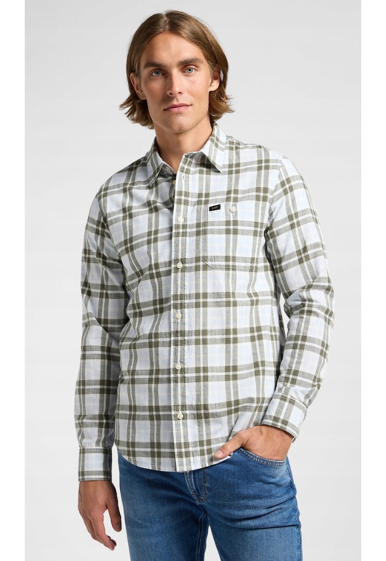 Camasa Leesure - flanel - albastru - carouri bleumarin - Verde