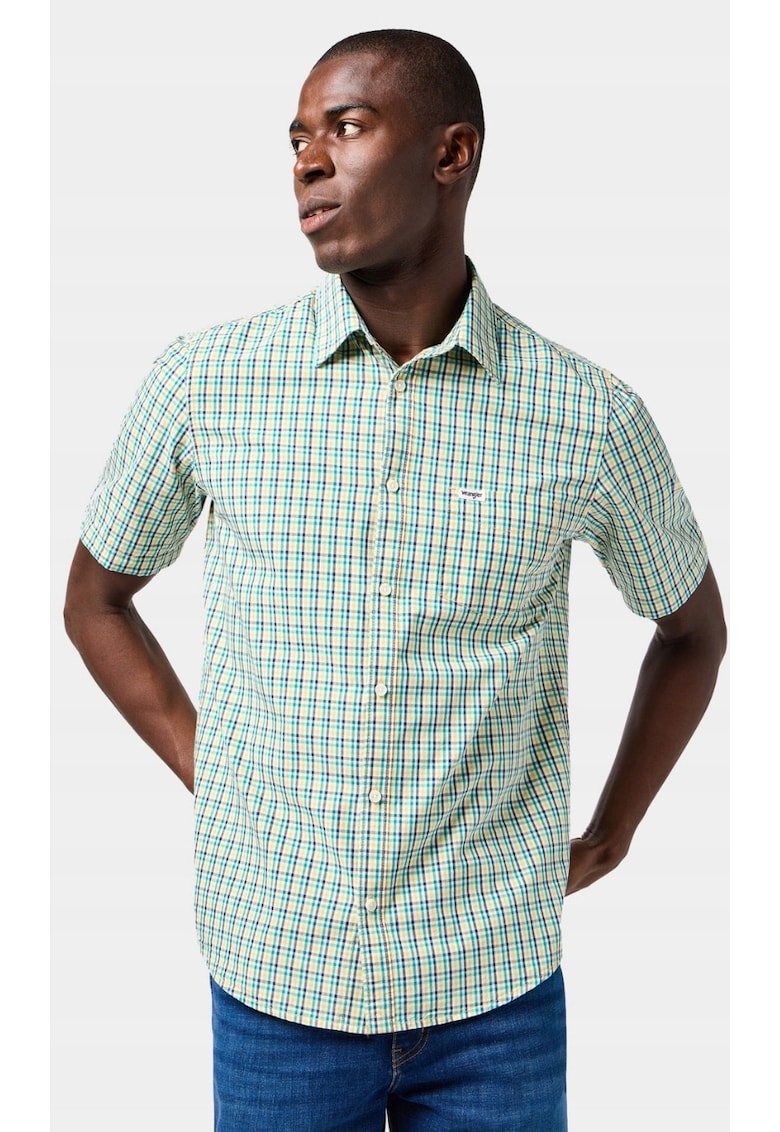 Camasa barbati - verde - bumbac - maneca scurta - croiala regular fit -
