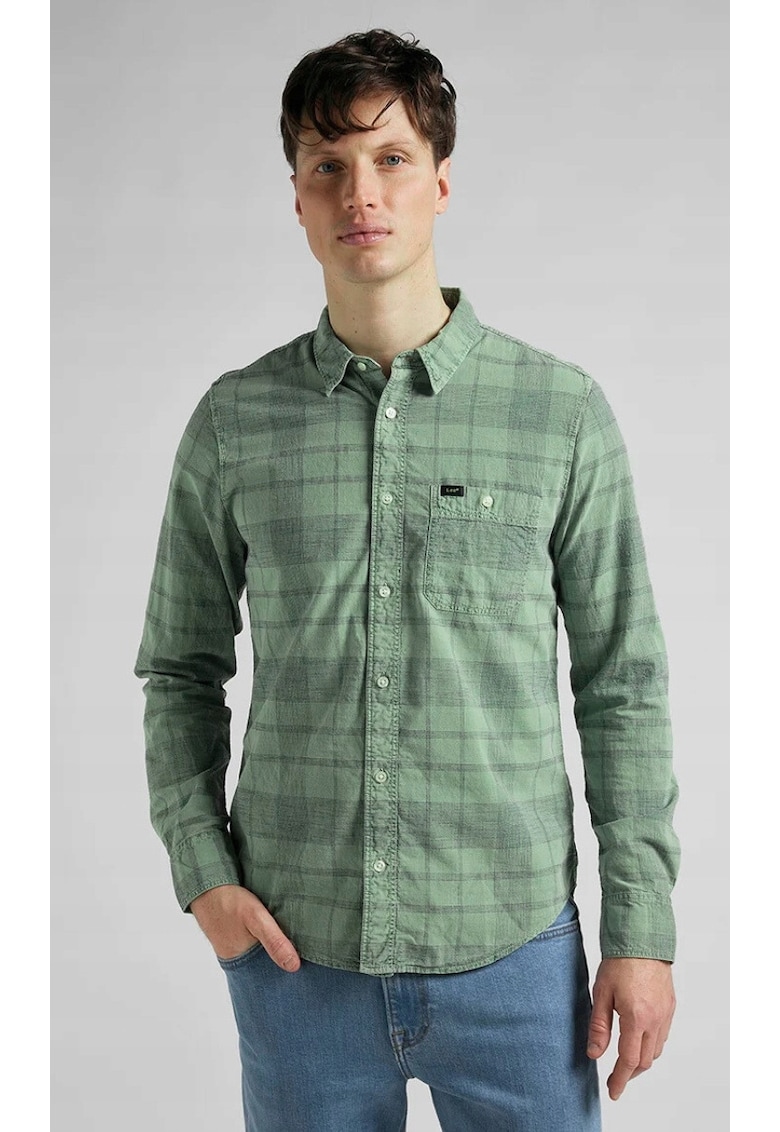 Camasa barbati - model Leesure - verde - bumbac - maneca scurta - regular fit -