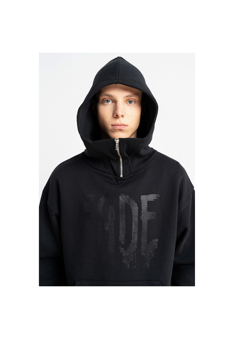 Hanorac cu imprimeu text cu strasuri -