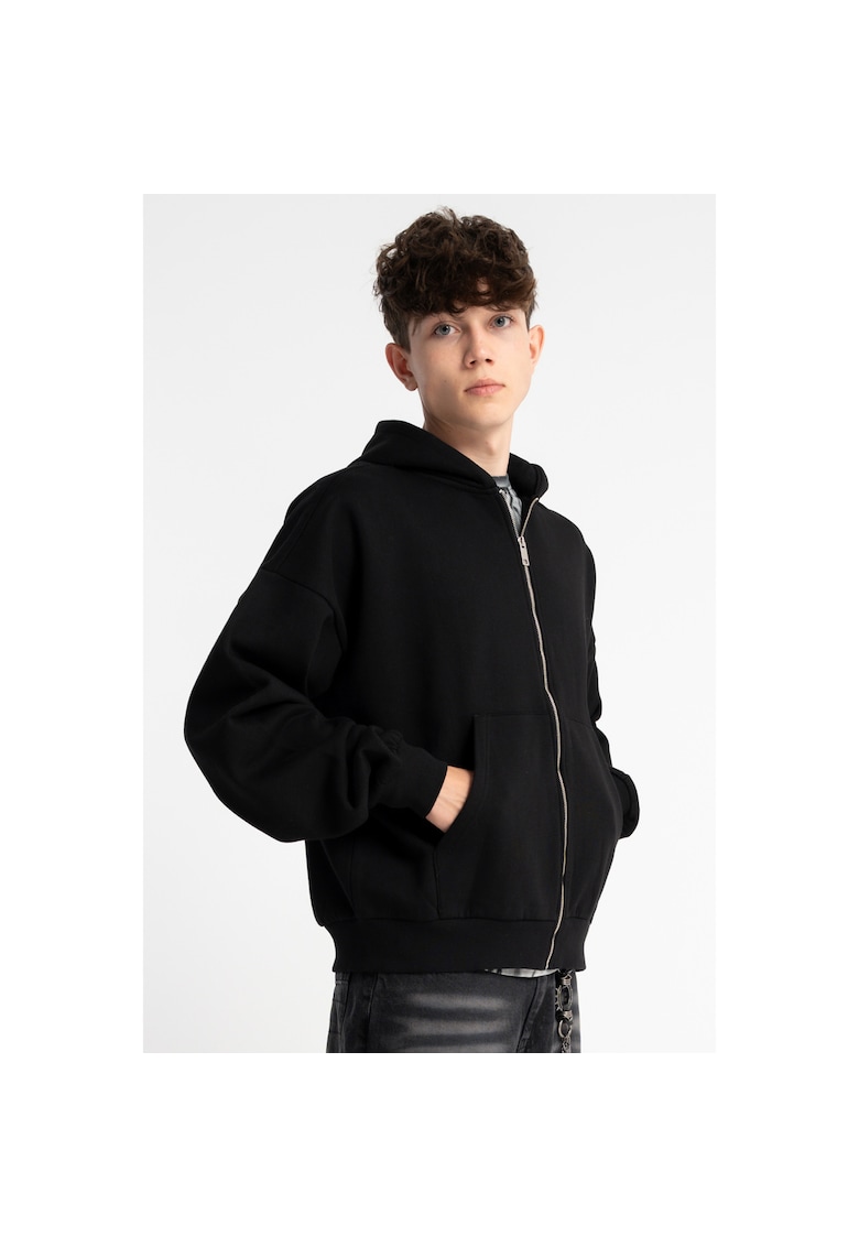 Hanorac lejer din amestec de bumbac cu fermoar