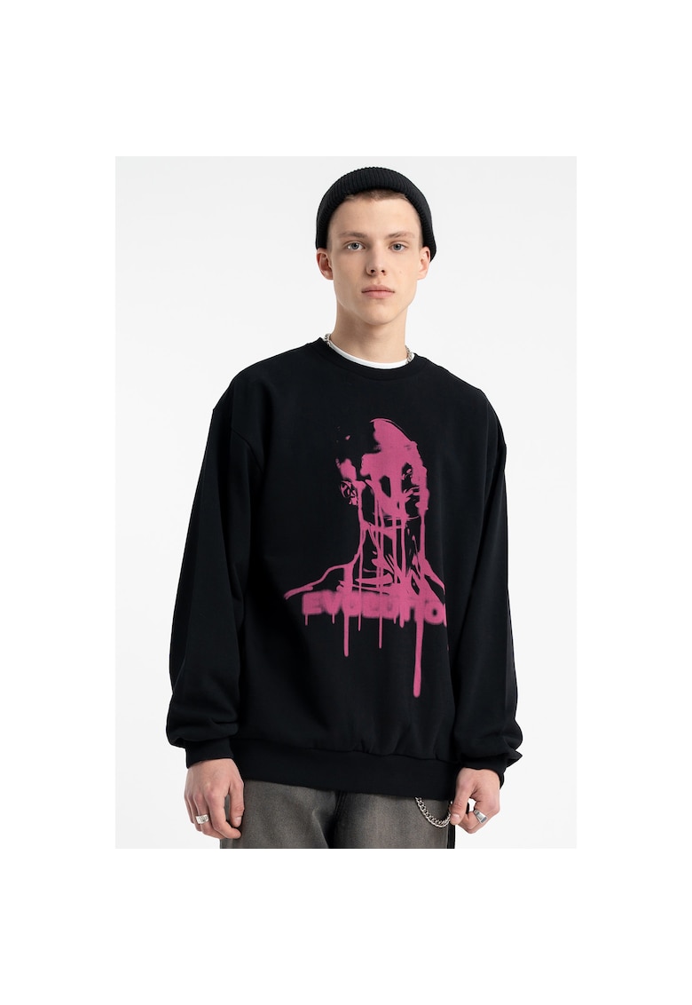 Bluza de trening cu imprimeu grafic - Negru