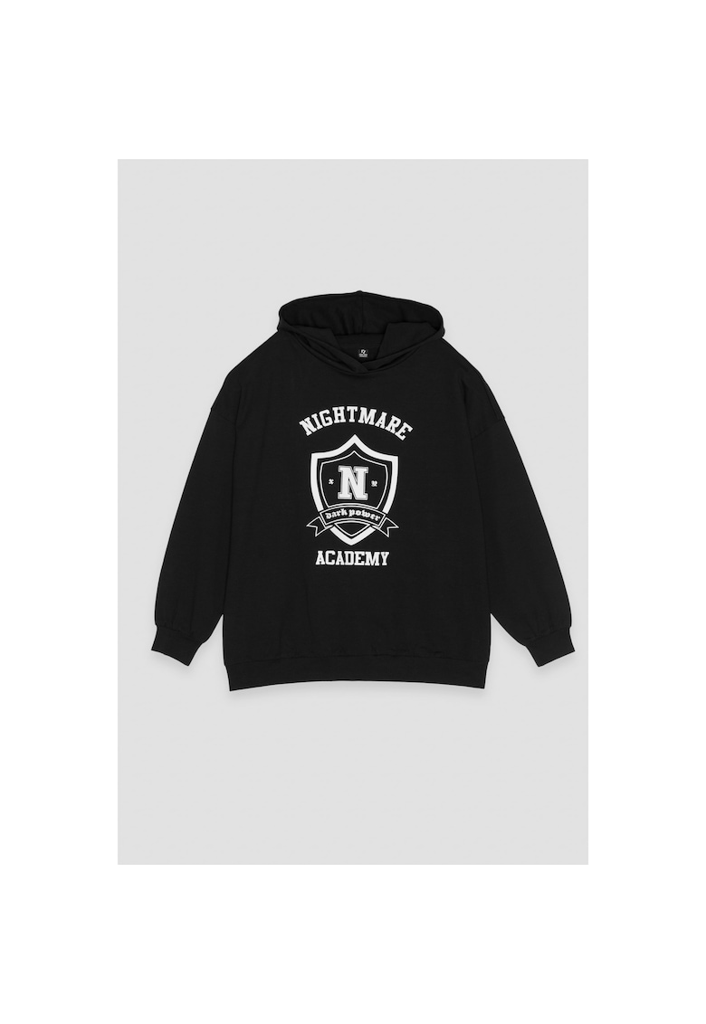 Hanorac oversized cu imprimeu frontal
