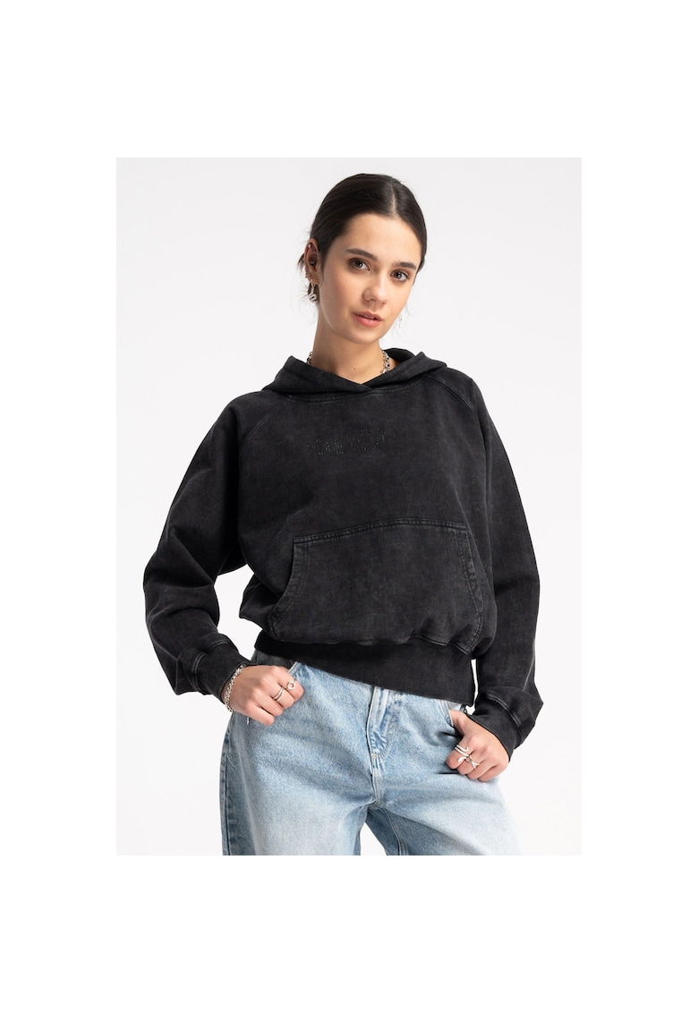 Hanorac cu aspect decolorat si maneci raglan