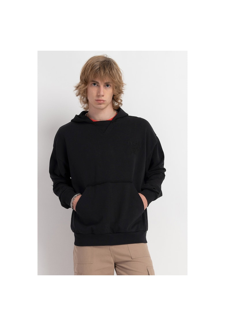 Hanorac lejer din bumbac cu imprimeu text -