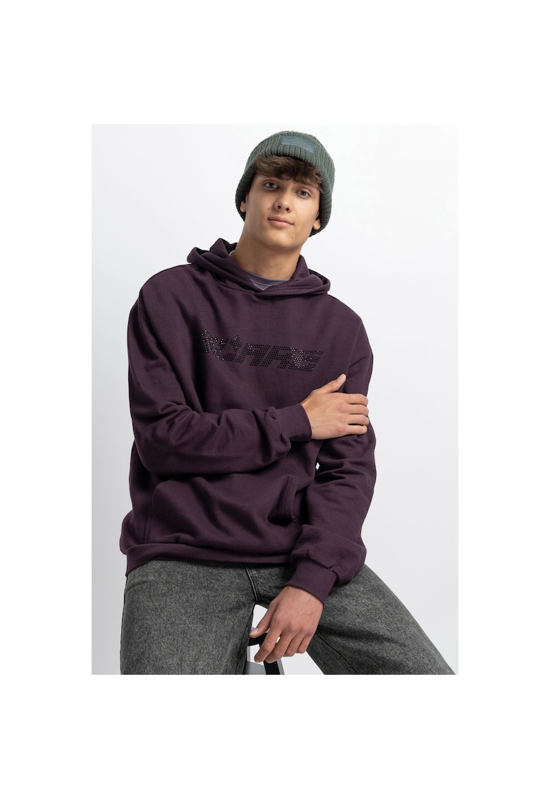 Hanorac cu text din strasuri stralucitoare - Mov