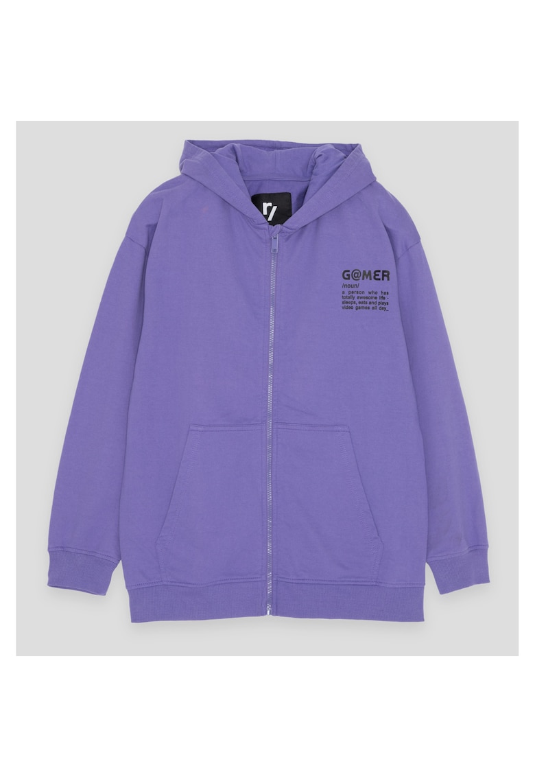 Hanorac cu fermoar si imprimeu pe spate cu poza