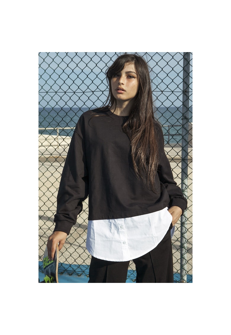 Bluzon din bumbac cu maneci cazute