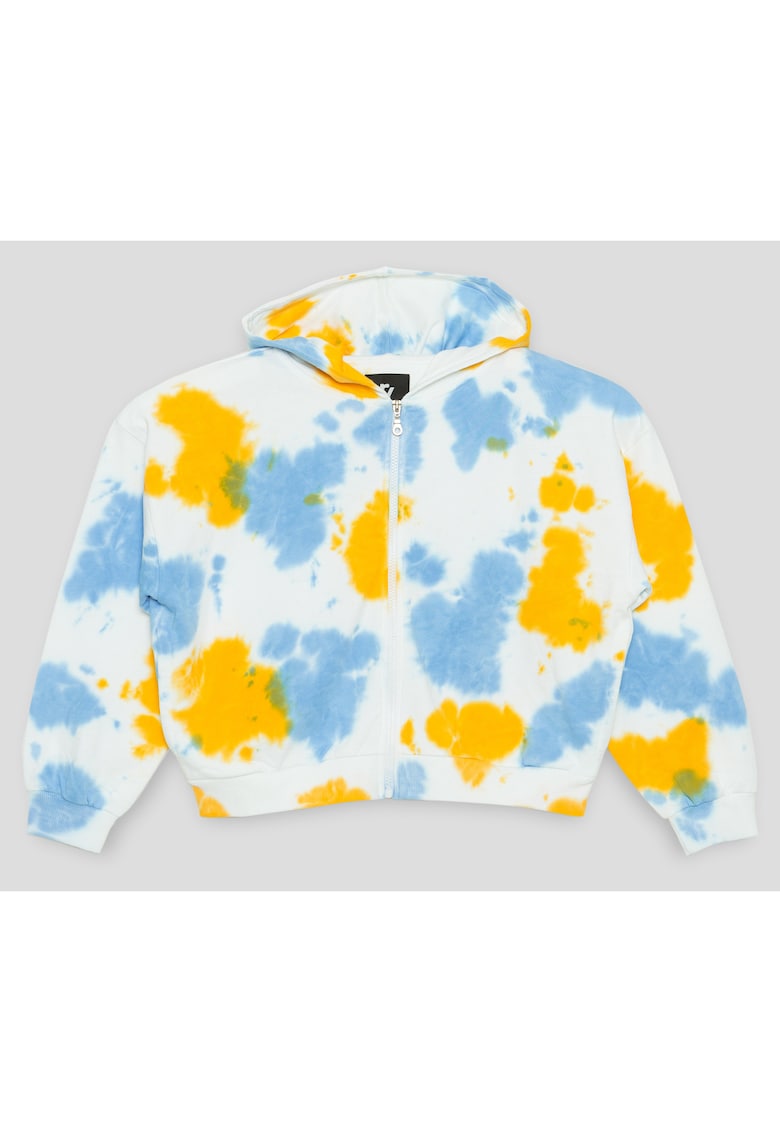 Hanorac cu model tie-dye - Alb/Albastru pastel/Galben