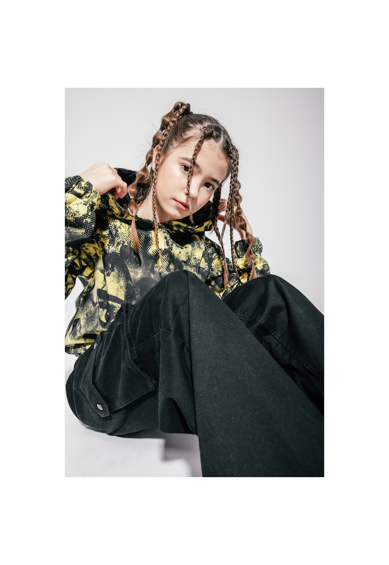 Hanorac lejer cu imprimeu abstract - Negru/Galben