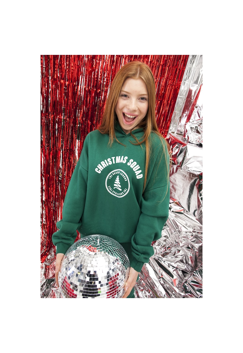 Hanorac cu maneci cazute si imprimeu de Craciun