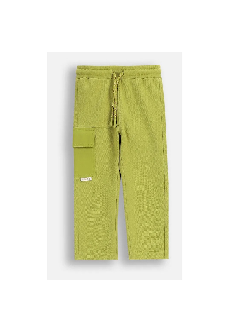 Pantaloni copii - trening - talie elastica - verde masliniu - tricot structural