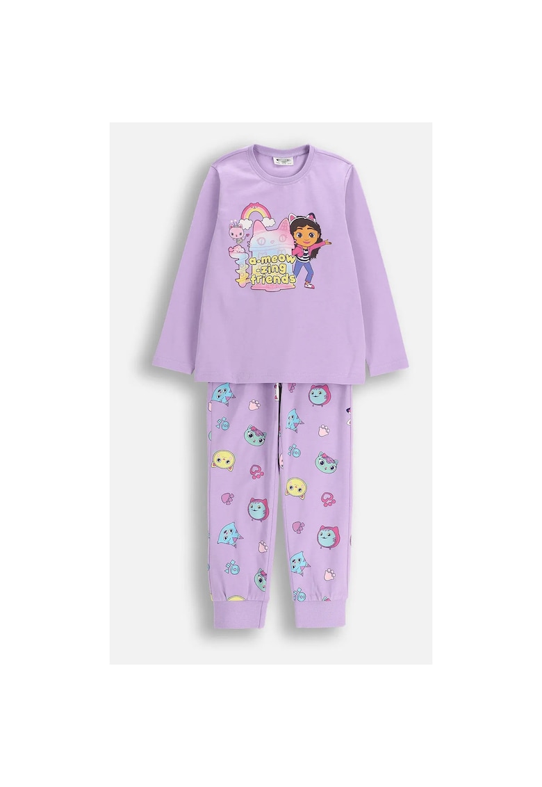 Pijama lunga cu imprimeu grafic