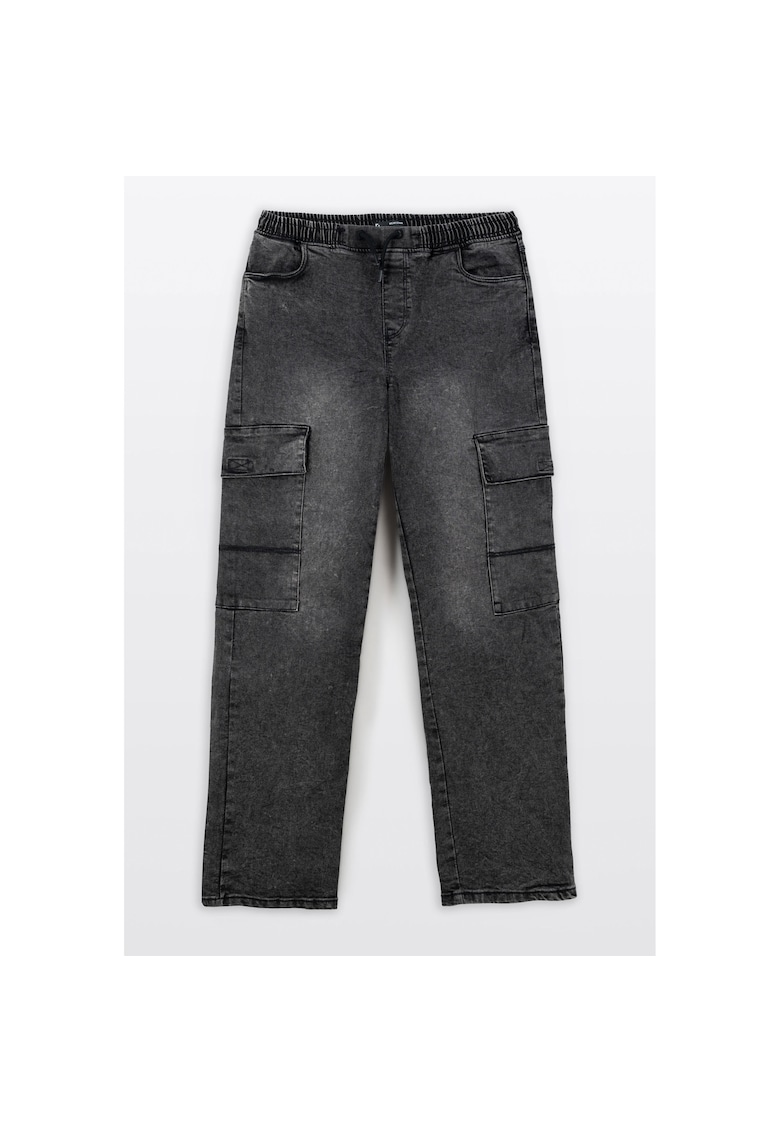 Blugi cargo cu talie elastica -