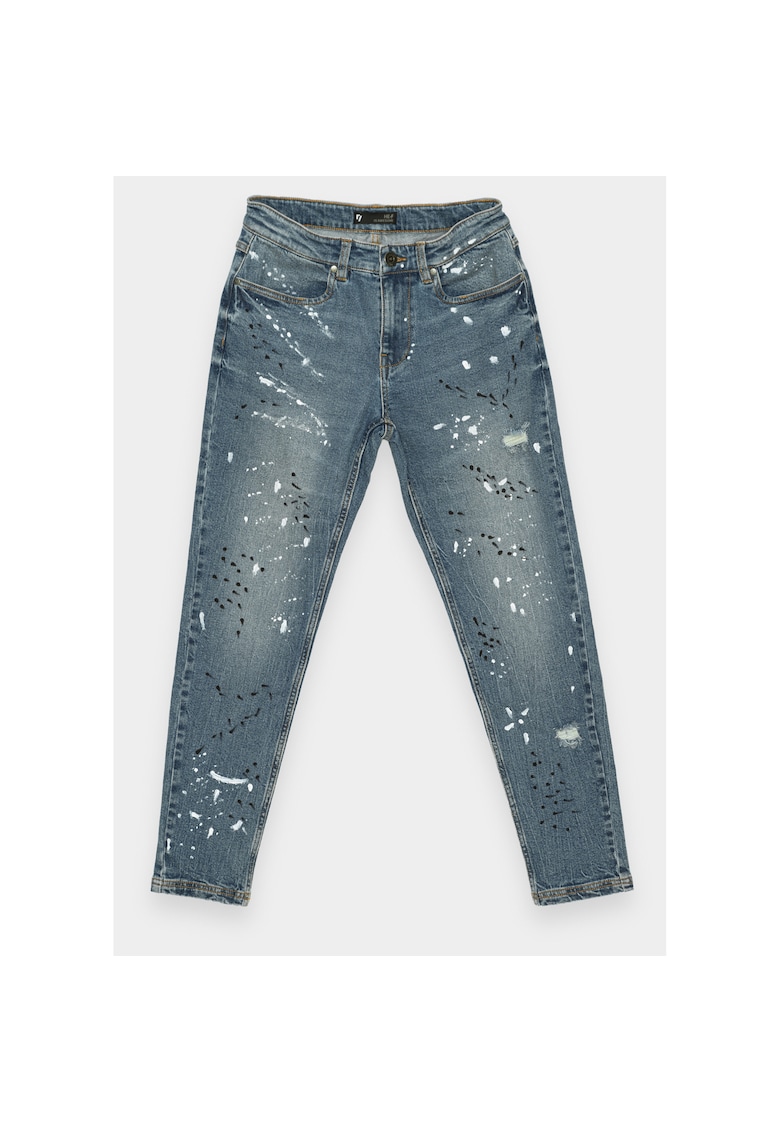 Blugi slim fit cu aspect uzat