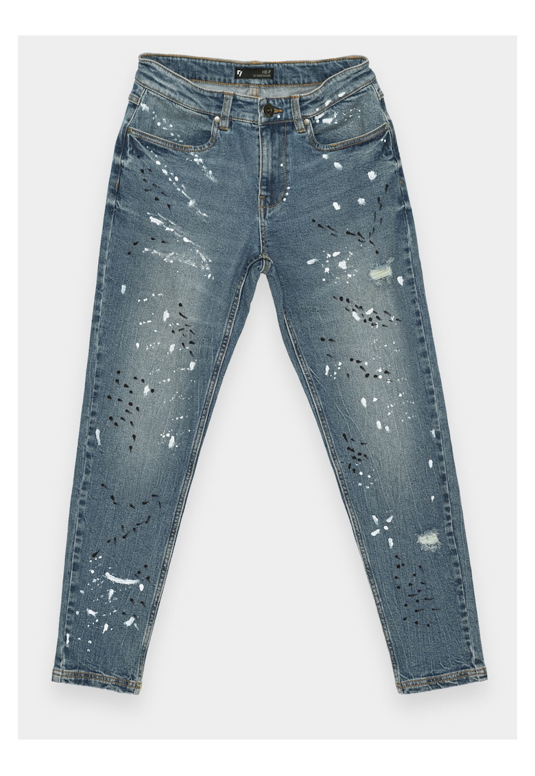 Blugi slim fit cu aspect uzat