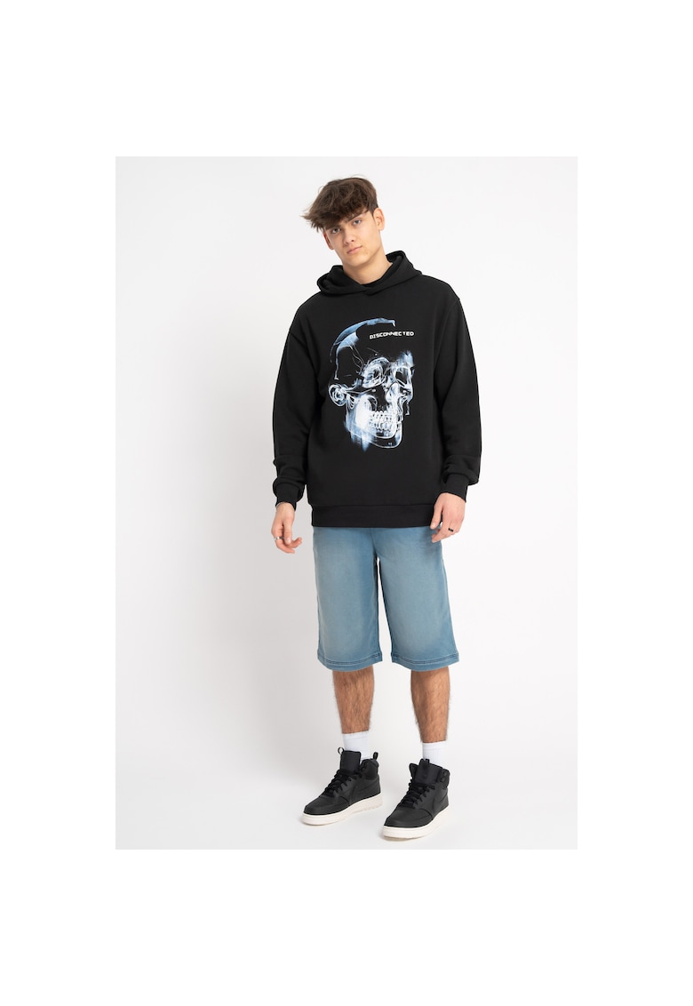 Bermude cu aspect prespalat si talie ajustabila cu snur