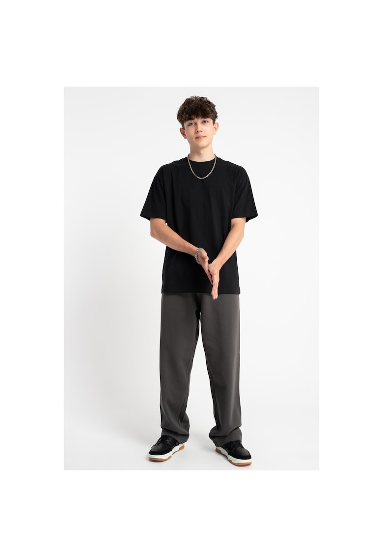 Pantaloni de trening drepti cu model uni - Gri antracit