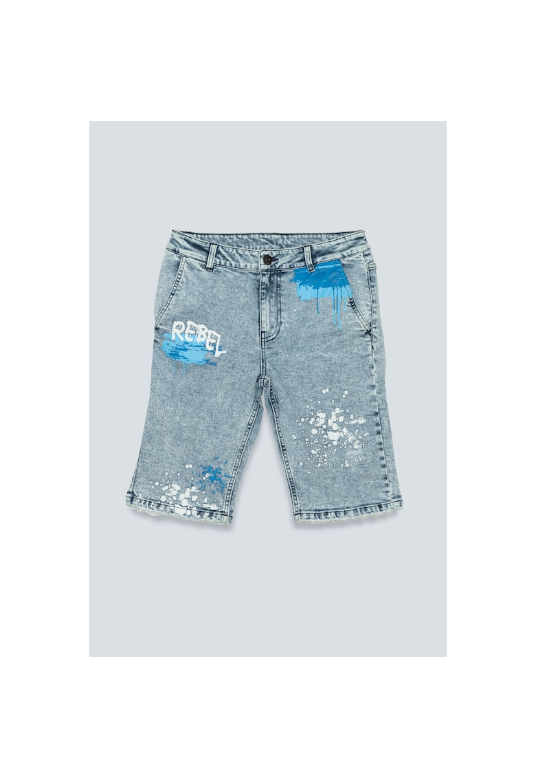 Bermude din denim cu imprimeu