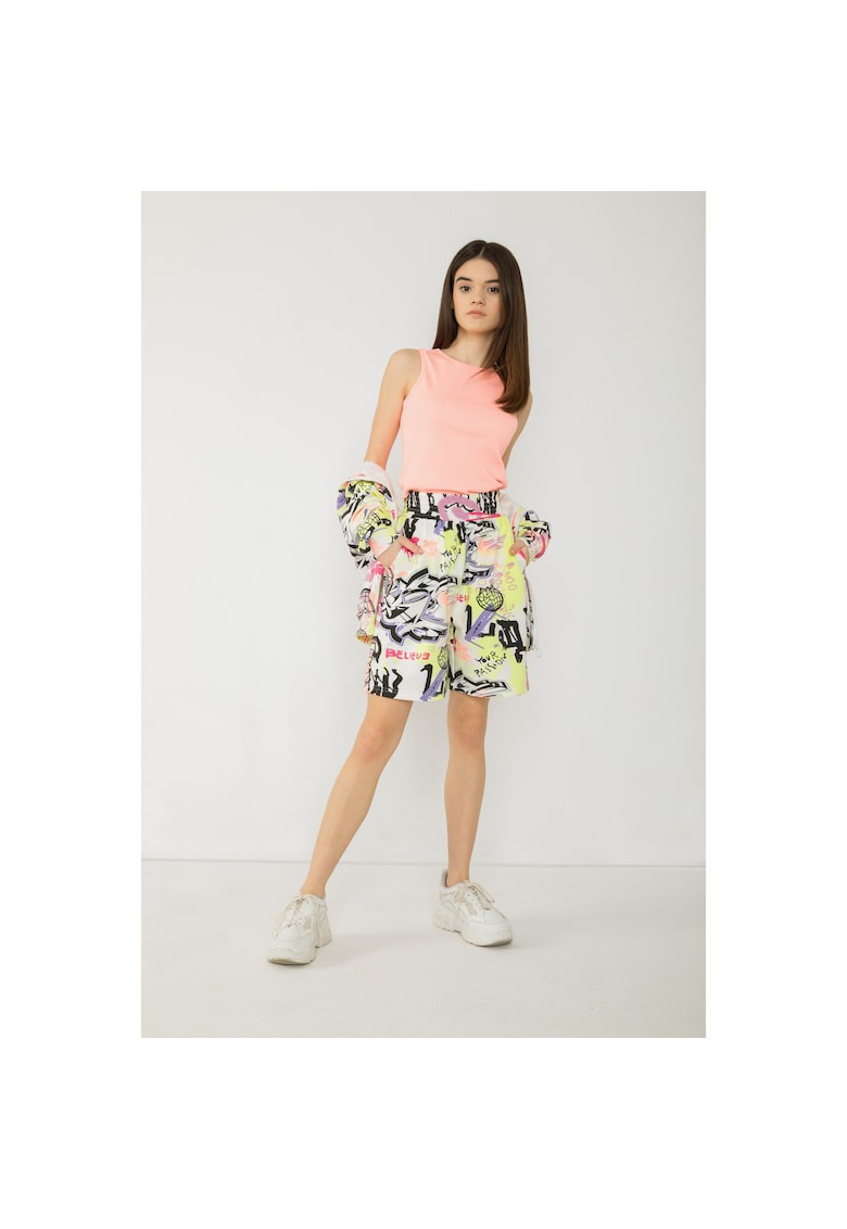 Pantaloni scurti lejeri cu imprimeu si talie elastica