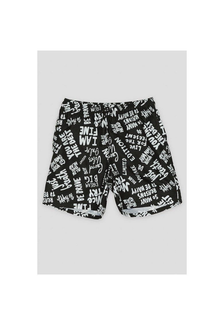 Pantaloni scurti pentru baie cu imprimeu text