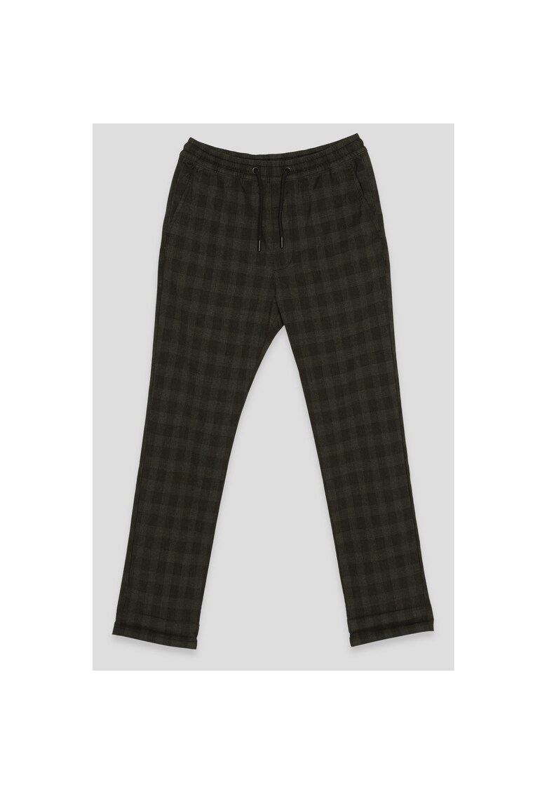 Pantaloni jogger in carouri cu snur in talie