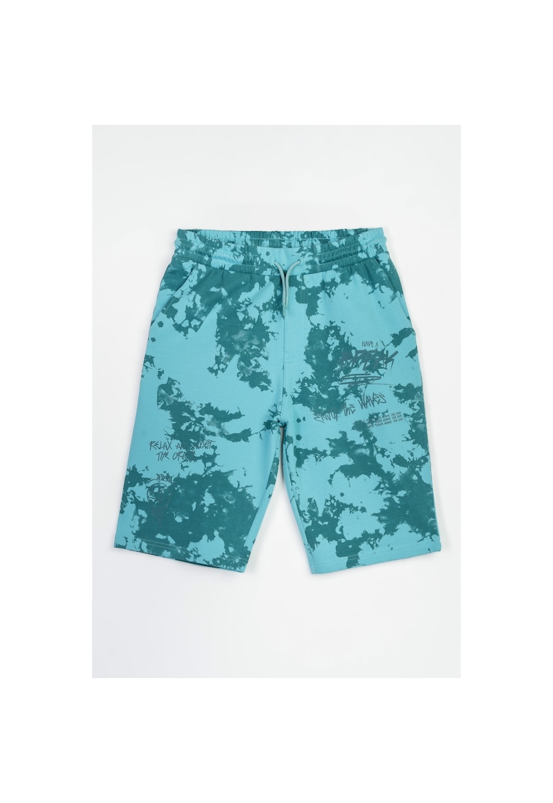 Pantaloni scurti cu imprimeu tie-dye din bumbac
