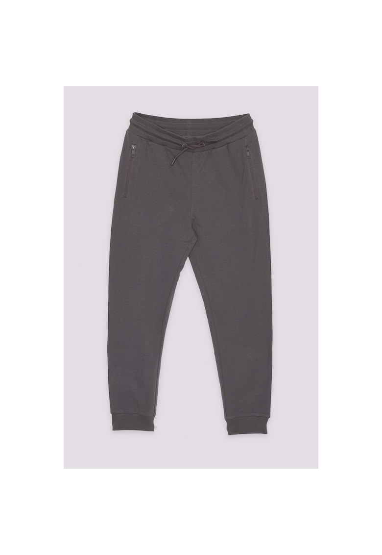 Pantaloni de trening cu snur in talie si buzunare cu fermoar