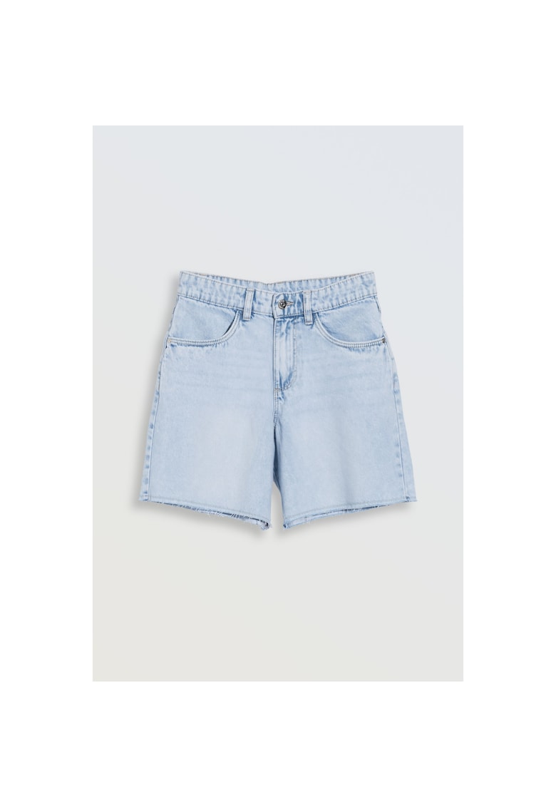 Blugi scurti din bumbac cu talie medie - Albastru