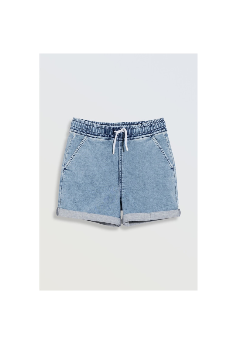 Blugi scurti din amestec de bumbac cu snur
