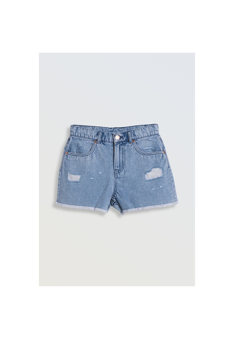 Blugi uni scurti cu franjuri - Albastru