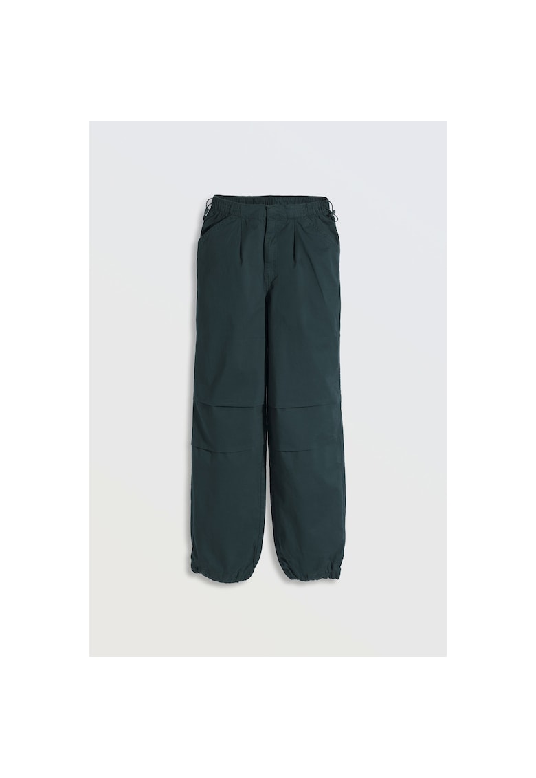 Pantaloni lungi uni cu talie medie si buzunare laterale