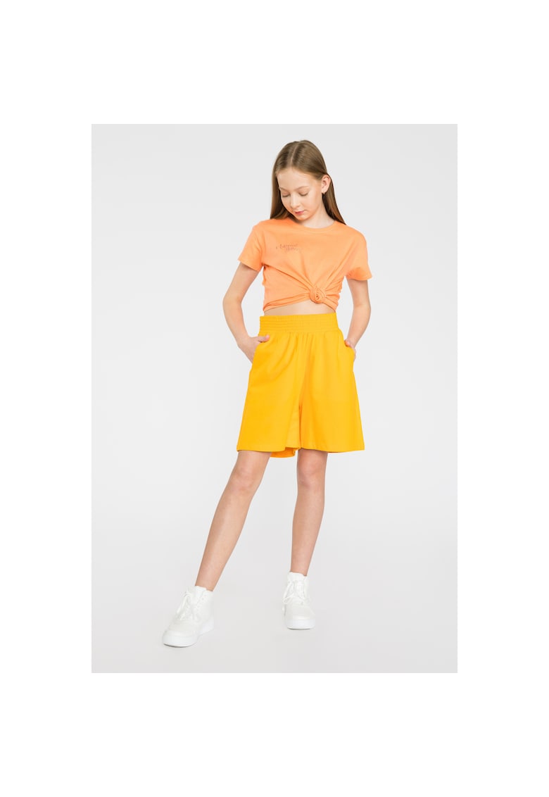 Pantaloni scurti de bumbac cu buzunare laterale - Portocaliu