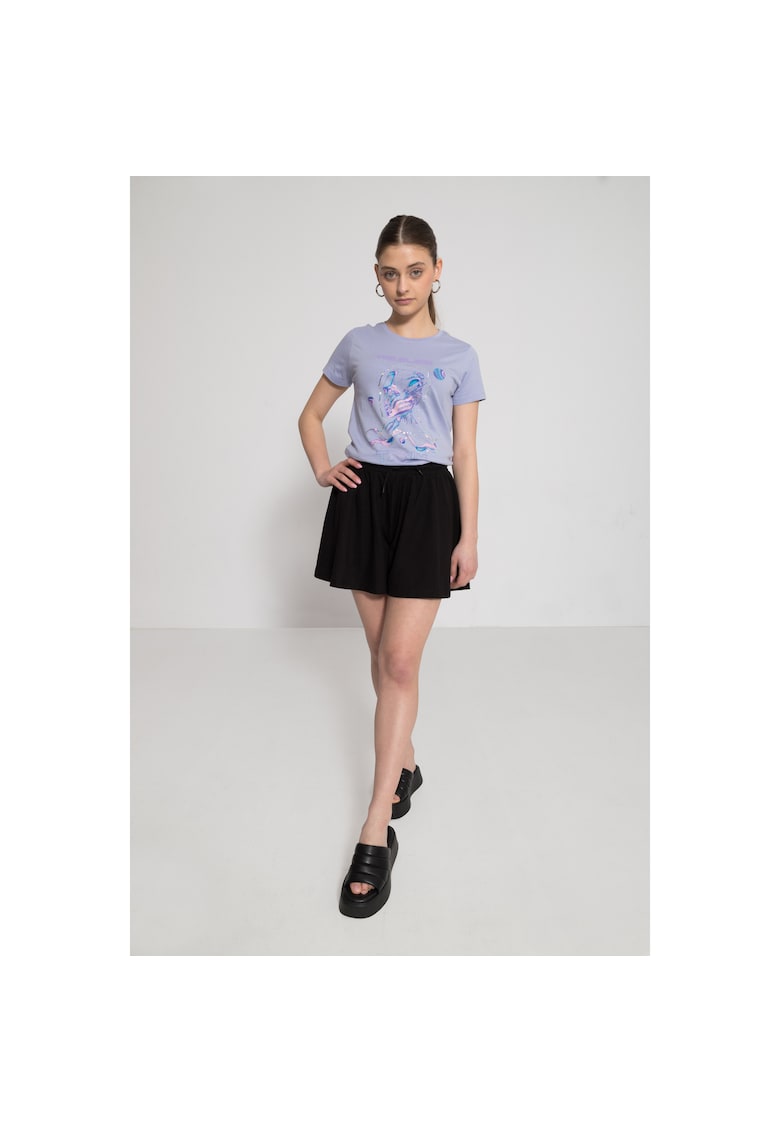 Pantaloni scurti evazati cu talie inalta