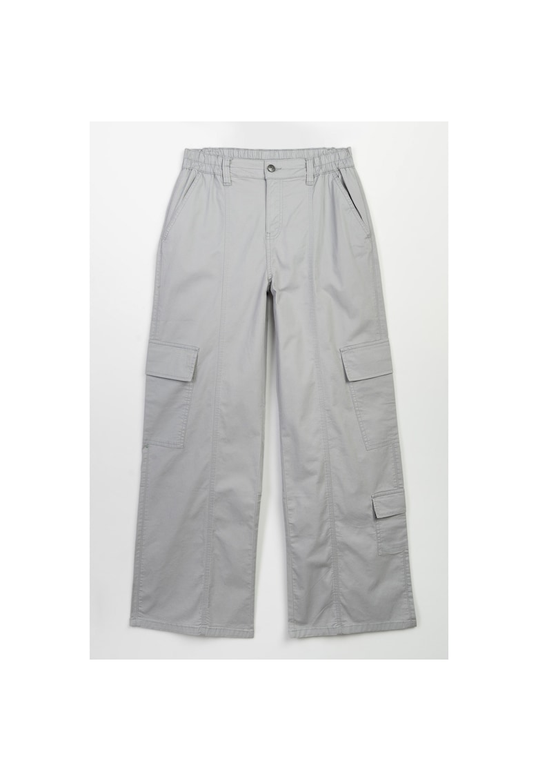 Pantaloni cargo din bumbac cu croiala ampla -