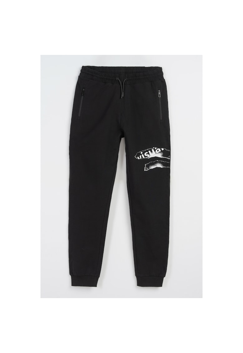 Pantaloni de trening cu imprimeu si snur in talie -